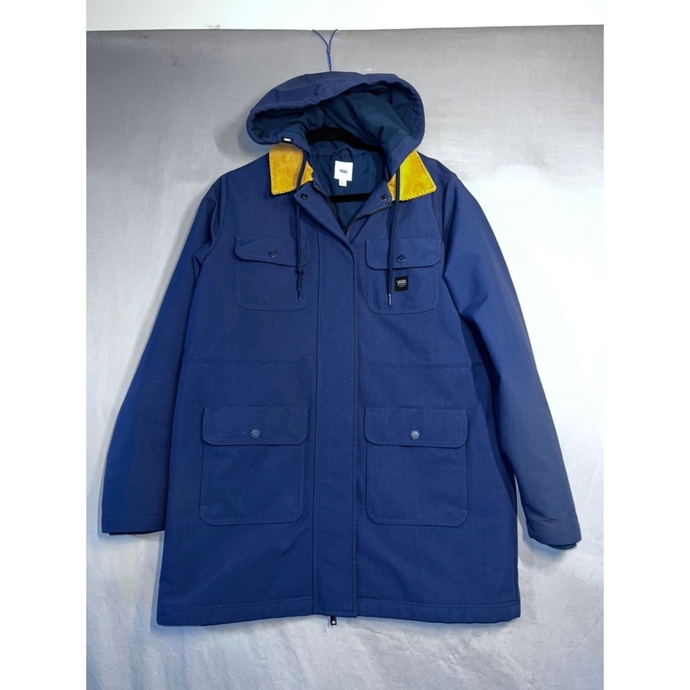 Vans Off The Wall Navy Blue Canvas Field Jacket Corduroy Collar Quilted Small